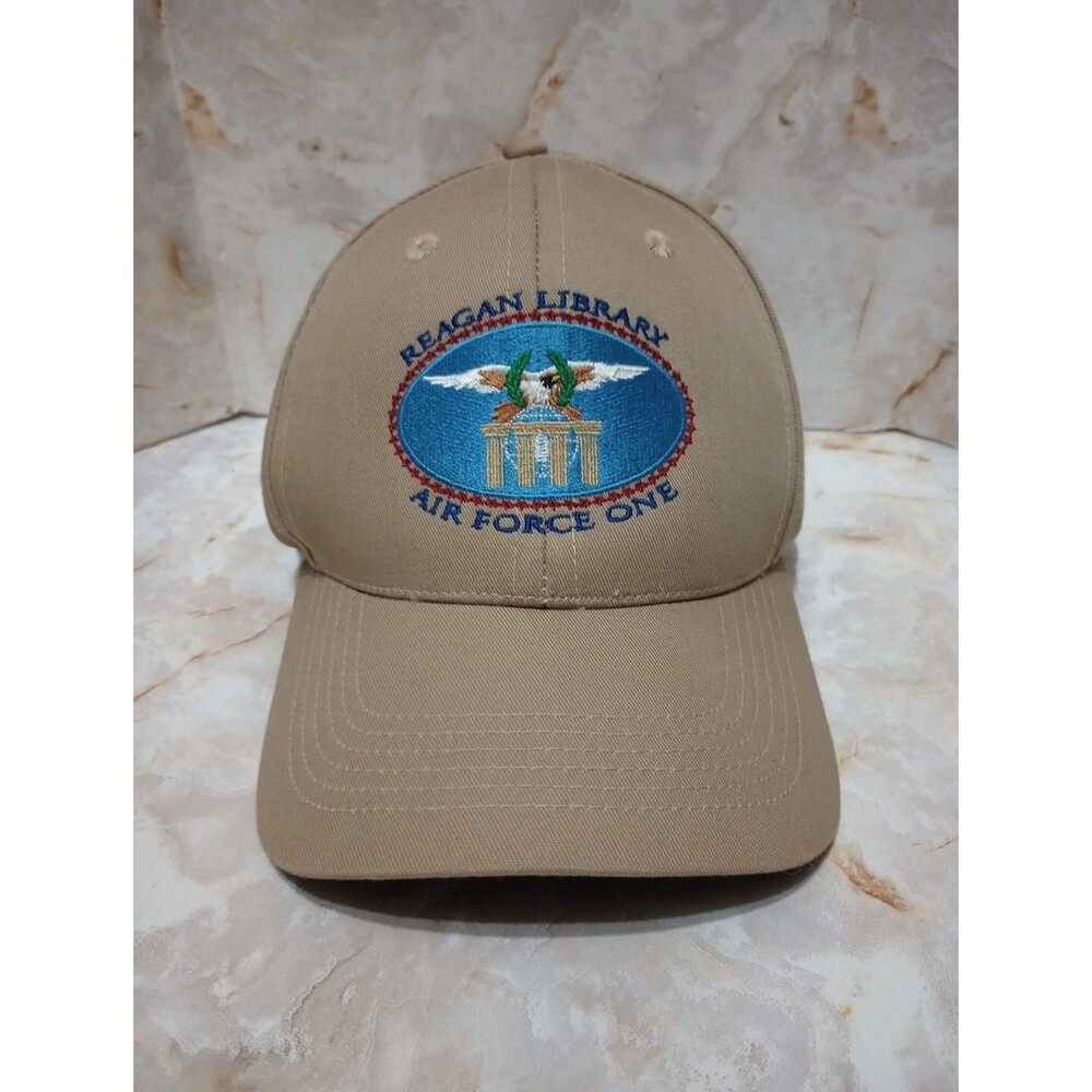 Vintage Ronald Reagan Library Air Force One Snapback Hat Cap Men President Beige